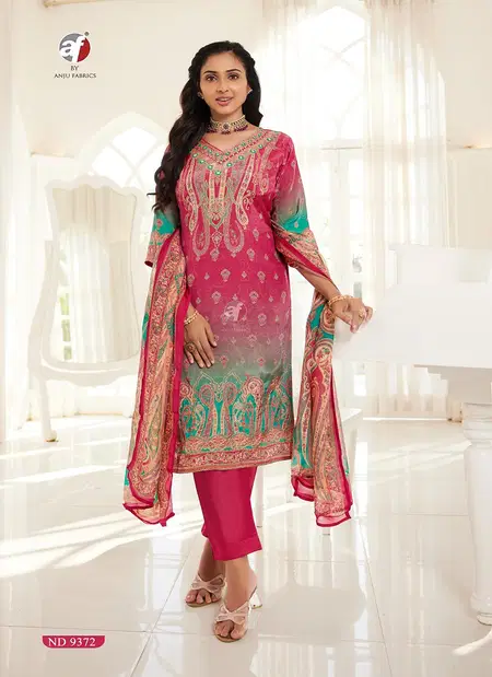 ND 9372 By Af Natural Crepe Handwork Readymade Suits Suppliers In India